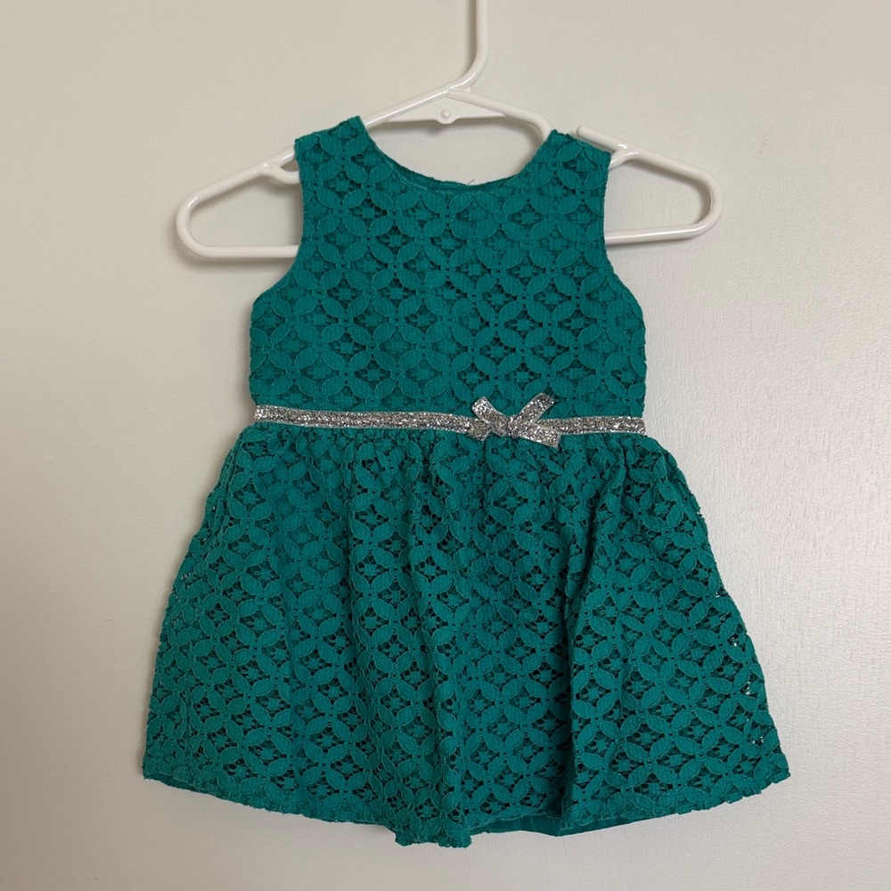 Carter's Teal Lace Party Dress with Sparkle Belt